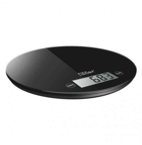 BALANZA DIGITAL REDONDA 5KG NEGRA EUROSTIL
