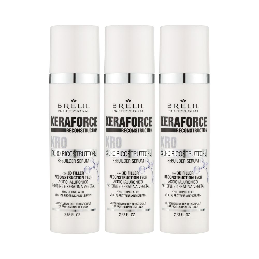 13339 serum keraforce 3x75 brelil 2 1 Serum Reconstructor con Ácido Hialurónico KR0 Keraforce 3x75ml Brelil - Imagen 2
