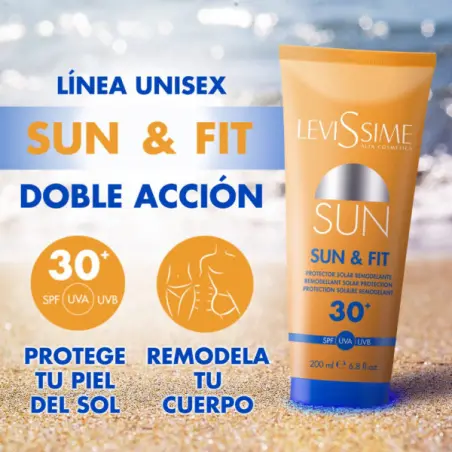 levissime crema sun fit spf30 protector solar remodelante 200ml 1 PROTECTOR SOLAR REMODELANTE SPF30 LEVISSIME 200ml - Imagen 2