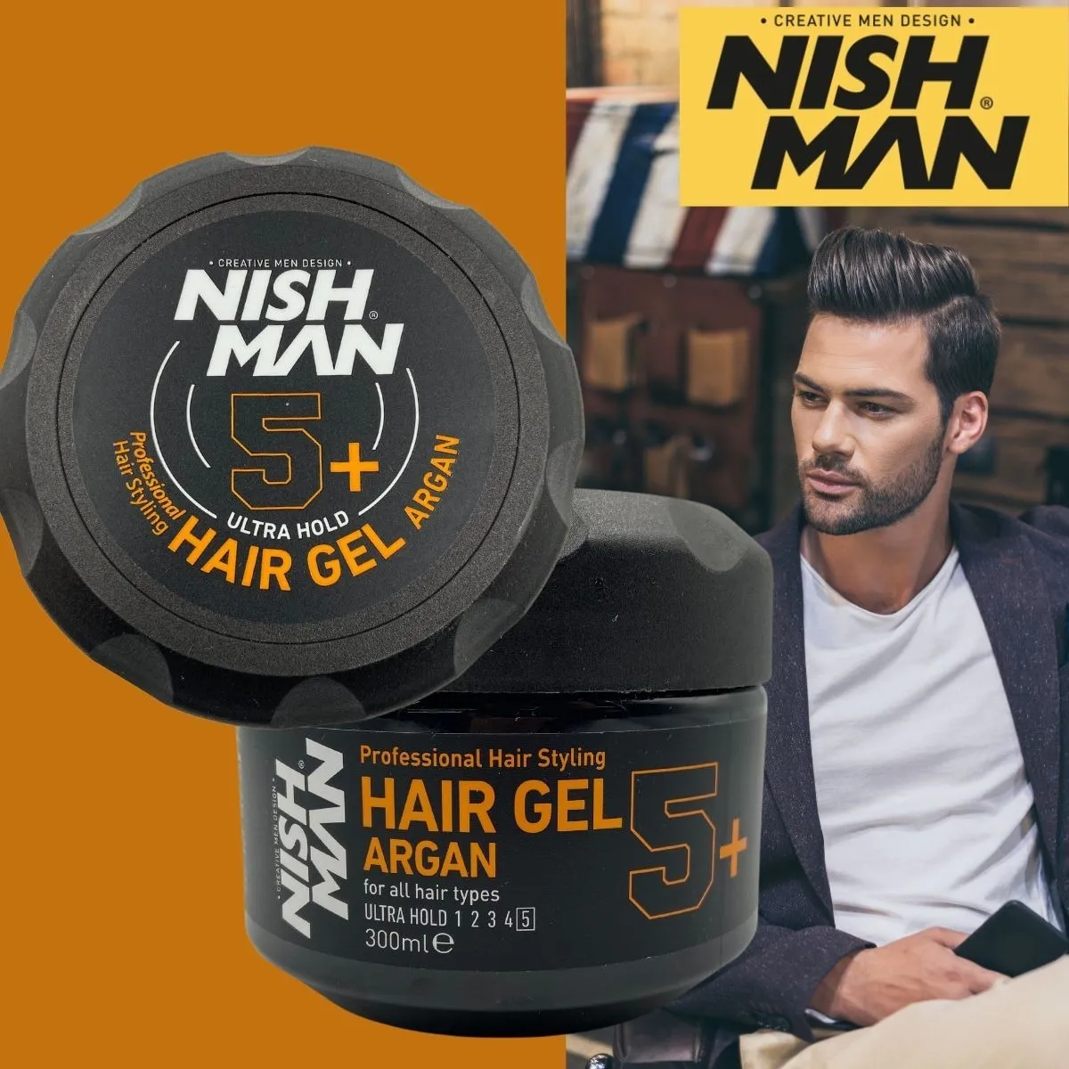 p 2 3 0 2 1 23021 Nishman Hair Gel Ultra Hold Argan 5 300 ml Nishman Hair Gel Ultra Hold Argan 5+ 300 ml