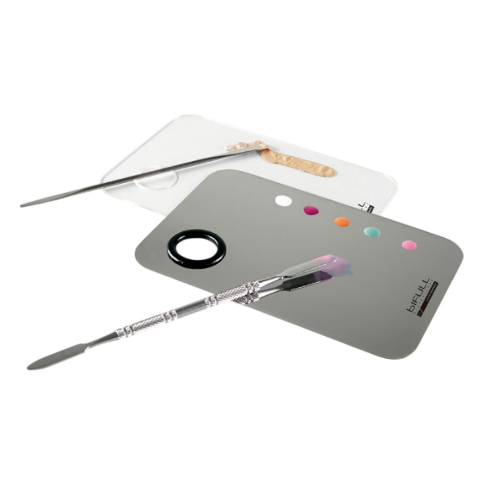 019173 paleta maquillaje bifull 2 Paleta de Mezcla Nail Art y Maquillaje Acero Inoxidable Bifull - Imagen 2